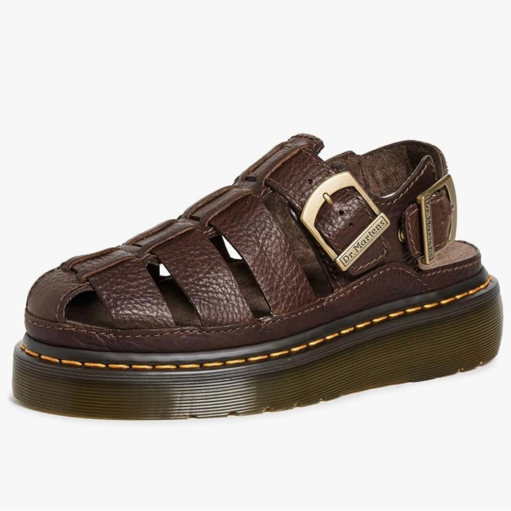 Dr. Martens Dark Brown Leather Buckle Sandals